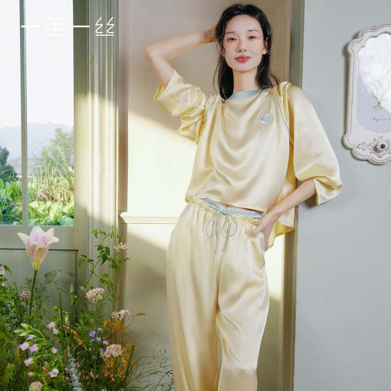 一茧一丝鲸鱼刺绣居家服套装