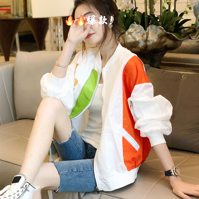 白色夹克短外套女春秋薄款小个子运动棒球服货潮2022年新款欧洲站