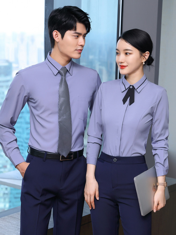酒店前台收银员长袖职业衬衣套装女酒吧KTV咖啡厅服务员工作服男