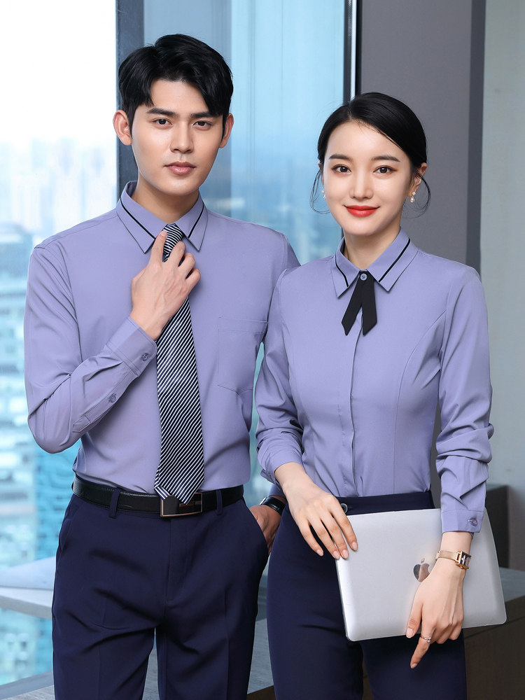 酒店前台收银员长袖职业衬衣套装女酒吧KTV咖啡厅服务员工作服男