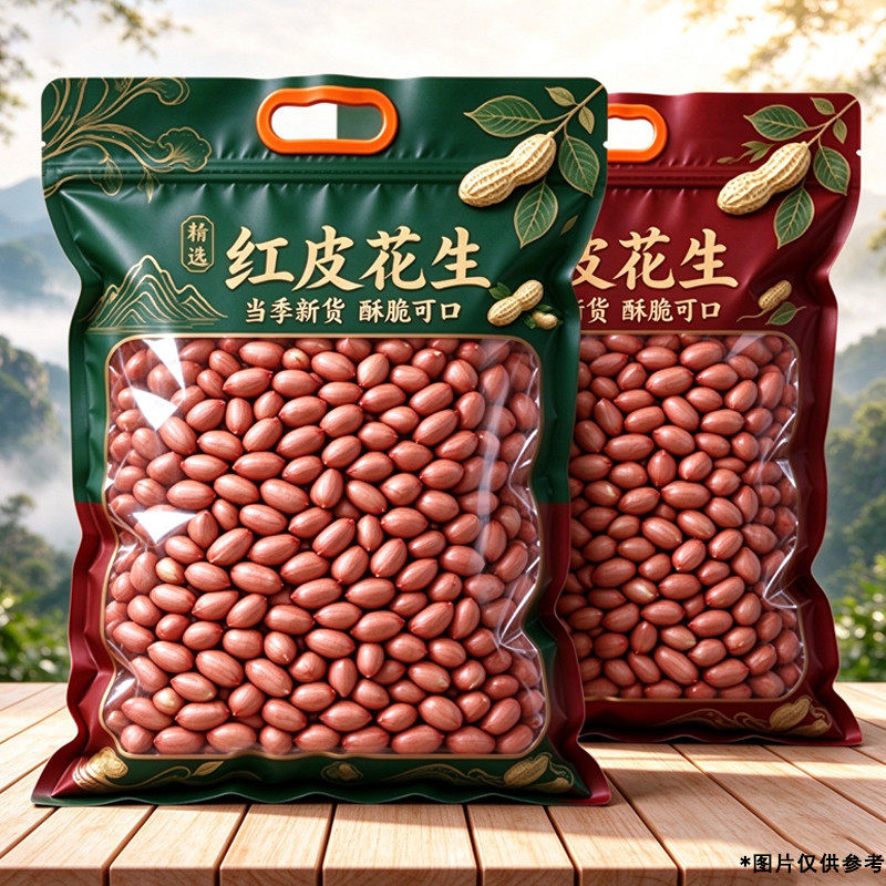 新货红皮花生米四粒红生花生仁农家红衣花生无染色打豆浆煮粥5斤