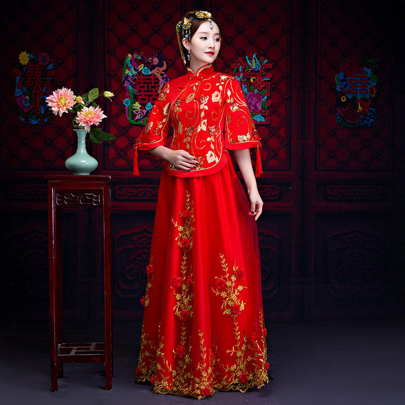 新娘2018新款秋冬中式婚纱礼服敬酒服古装结婚服龙凤褂在类目 女装/女士精品, 婚纱/旗袍/礼服, 婚纱中 - 来自Buy2taobao.com提供专业的淘宝代购服务