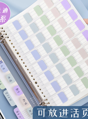 莫兰迪便利贴活页本纸质索引贴标签贴纸学生用笔记本小条可书写便签纸便签分类记号贴标记贴ins书签透明便签