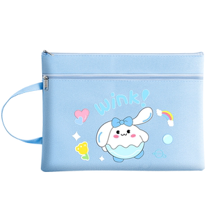 可爱卡通文件袋拉链式大容量手提资料袋牛津帆布小学生专用美术补习孕检产检收纳袋病理袋防水儿童学习手提包