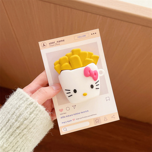 趣味卡通凯蒂猫可爱薯条适用airpods4代耳机套2/3三代airpodsPro第二代保护壳苹果蓝牙耳机套Pro2硅胶少女软