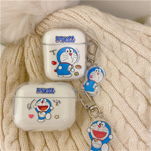 日韩卡通搞怪哆啦A梦适用airpods4代耳机套2/3三代airpodsPro第二代保护壳苹果蓝牙耳机套Pro2透明软情侣挂件