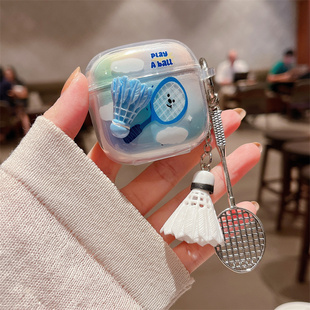 小清新渲染羽毛球花朵星星适用华为freebuds SE2/3蓝牙耳机壳5i蓝牙6i保护壳pro4/4软耳机套荣耀X7/8/9透明潮