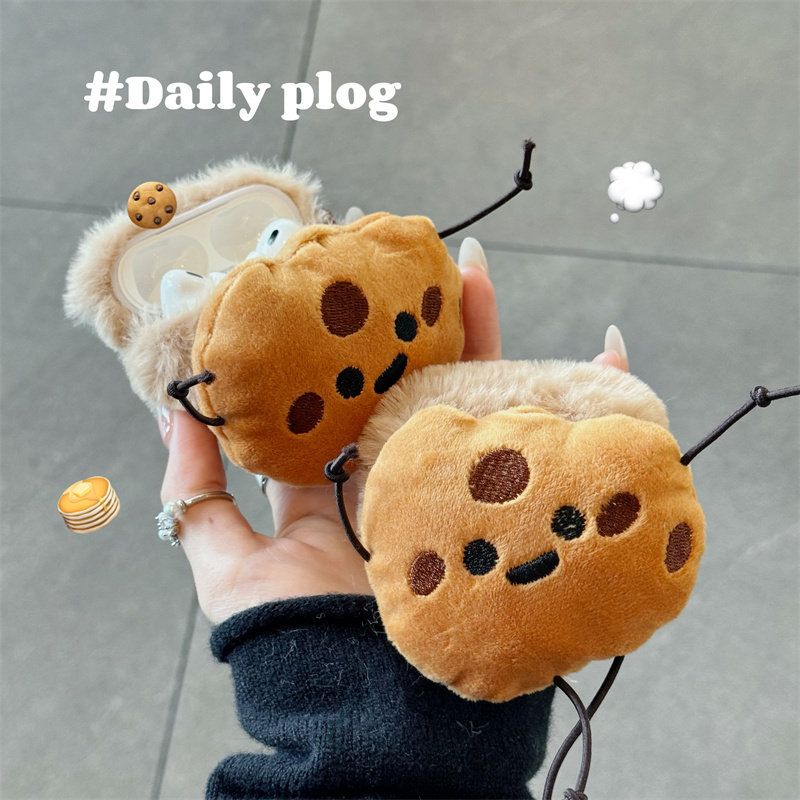 卡通毛绒立体表情饼干适用airpods4代降噪版耳机套苹果2/3三代AirpodsPro第二代保护壳Pro3秋冬情侣萌系少女