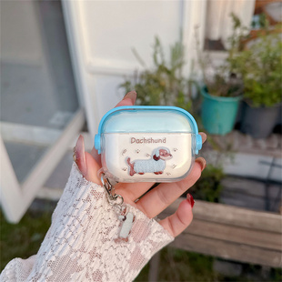 卡通黑白小狗毛衣腊肠狗适用airpods4代降噪版耳机套苹果2/3三代AirpodsPro第二代保护壳Pro3音乐情侣软壳潮