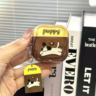 趣味可爱奔跑狗狗适用华为freebuds6i/freeClip2耳机壳保护套6i/5I软壳SE2/3保护壳透明卡通情侣拼色咖啡小狗