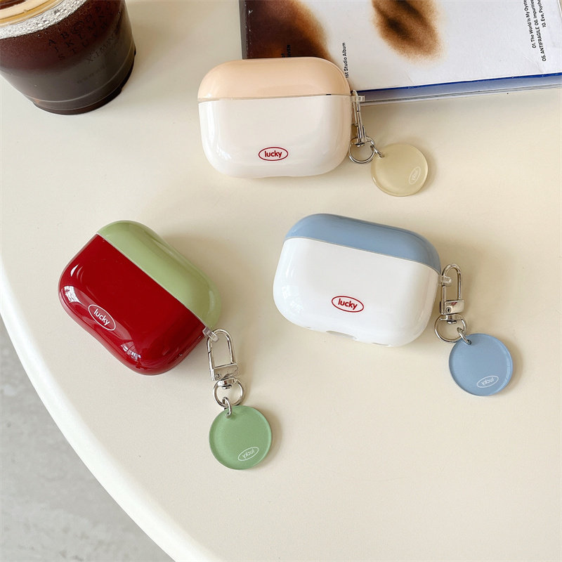 小清新撞色luck字母适用airpods4代耳机套2/3三代airpods Pro第二代保护壳苹果蓝牙耳机套Pro2高级感少女简约