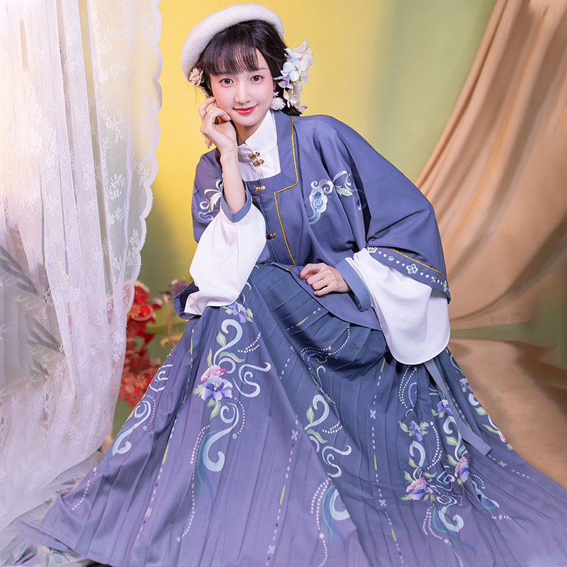 卫跃原创【念奴娇】明制对襟短衫半臂褶裙三件套改良汉服秋冬日常