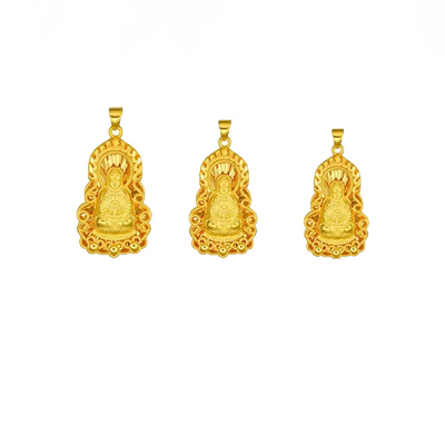 微奢妙珠男款黄金观音菩萨吊坠