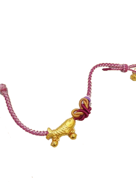 微奢妙珠女足金黄金金鱼手链