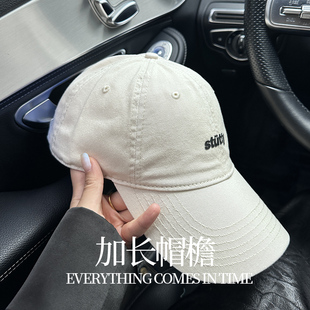 奶白色大头围棒球帽纯白色加长帽檐鸭舌帽女加大深顶帽子男头包脸