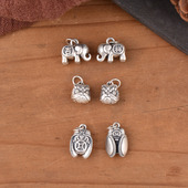 S999足银醒狮金蝉小吊件 3D硬银国潮复古DIY手串配件