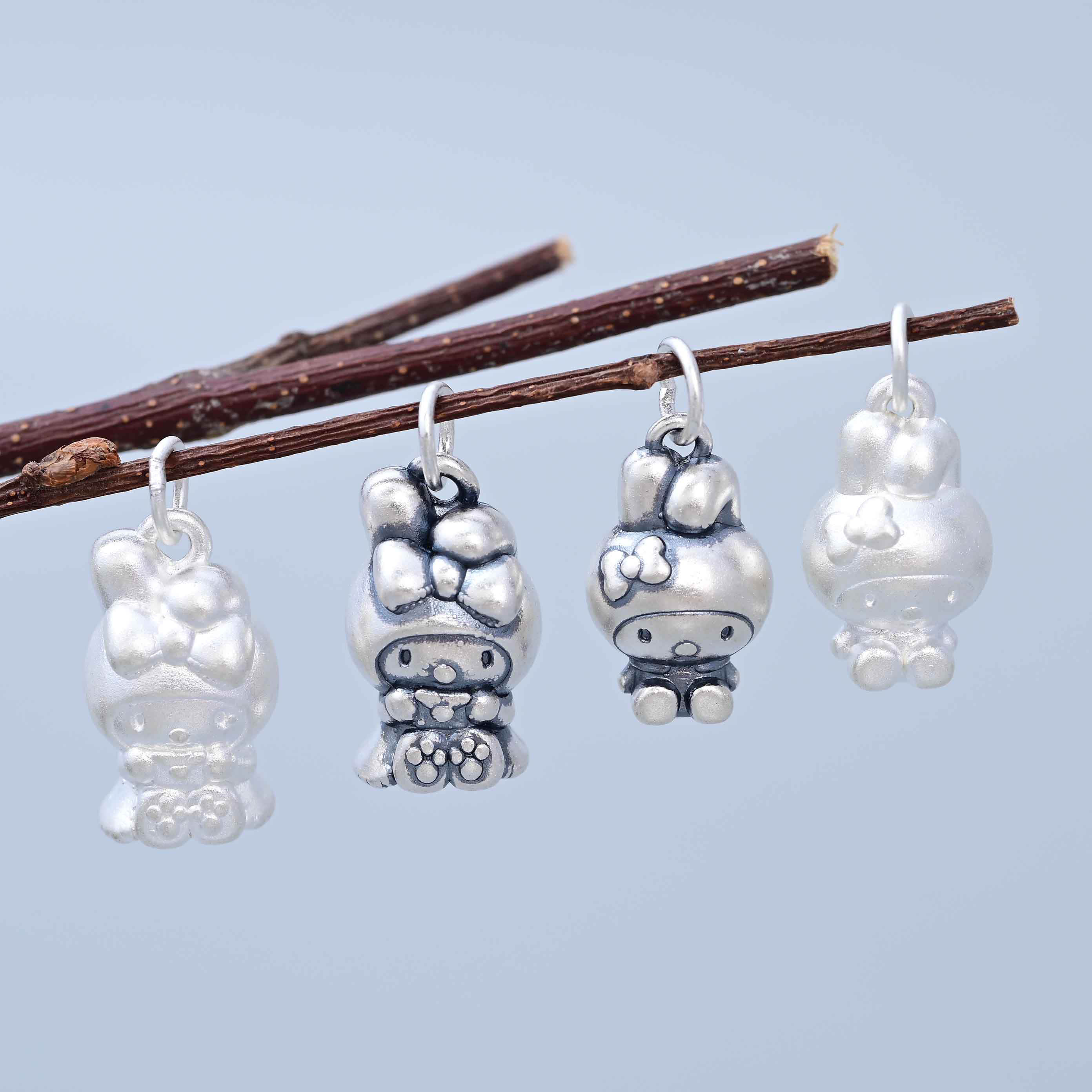 S999足银三丽鸥蝴蝶结美乐蒂吊坠