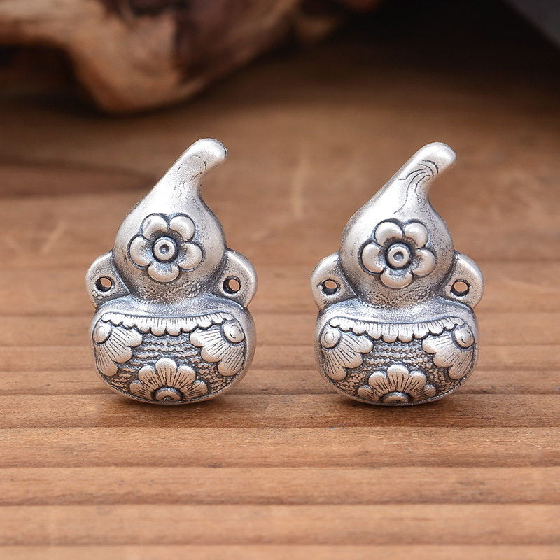 S999足银梅花葫芦双环挂件