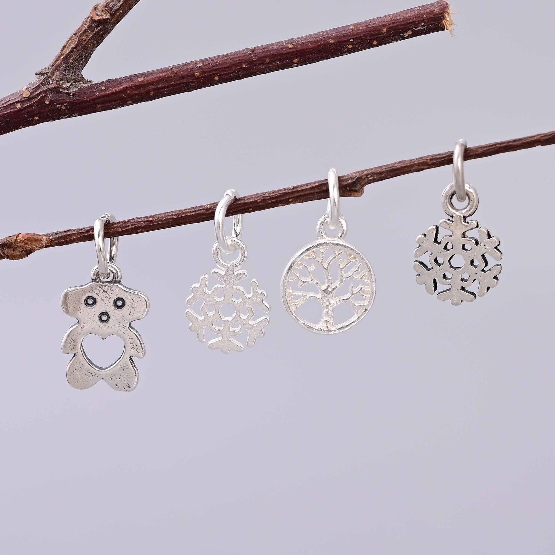 S925纯银镂空双面雪花生命树爱心熊吊件 清新百搭DIY水晶串珠配件,饰品/流行首饰/时尚饰品新,银饰配件,淘宝优惠券,粉丝福利购,淘宝优惠卷