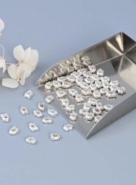 S925纯银小号锤纹不规则无钢印碎银 简约素银多边形DIY手串配件