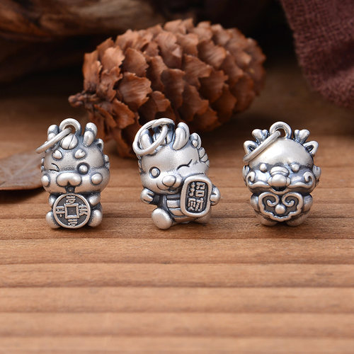 S999足银岁岁平安如意生肖龙挂件