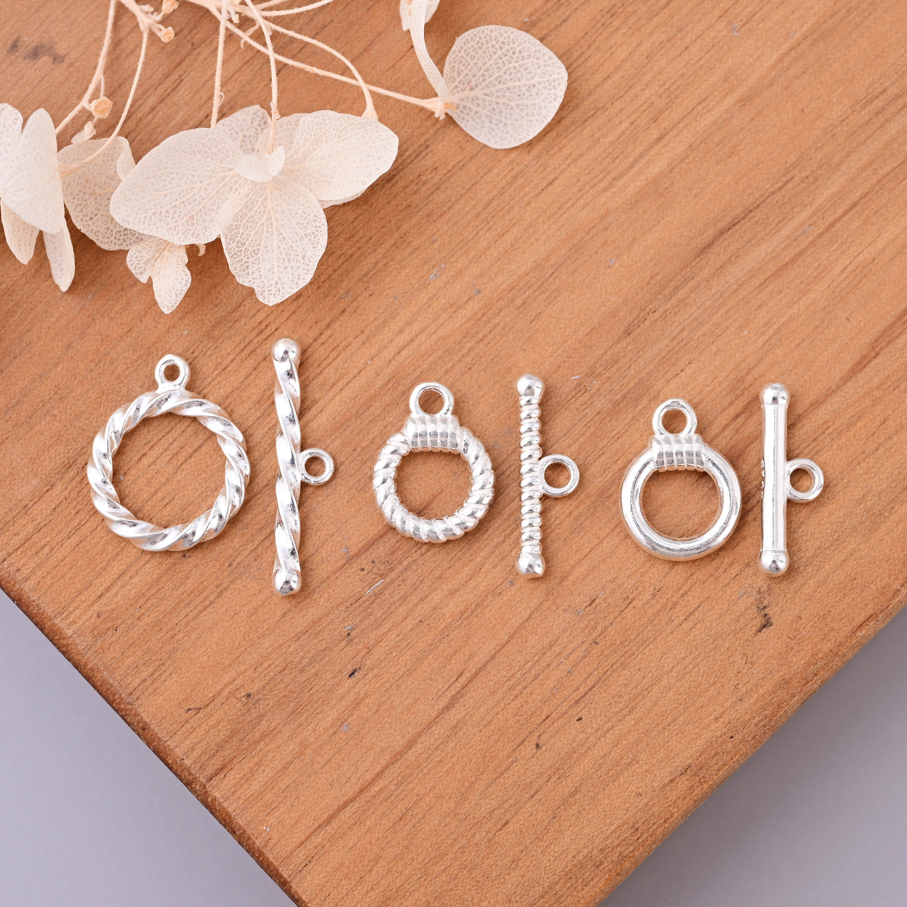 S925纯银经典圆形扭纹麻花OT扣