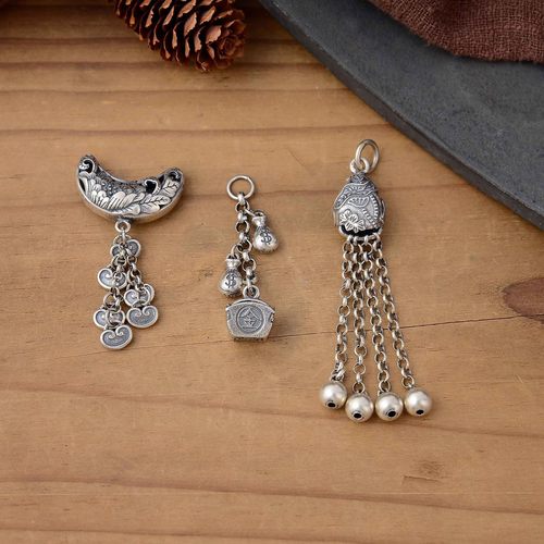 S925纯银如意祥云元宝手串配件