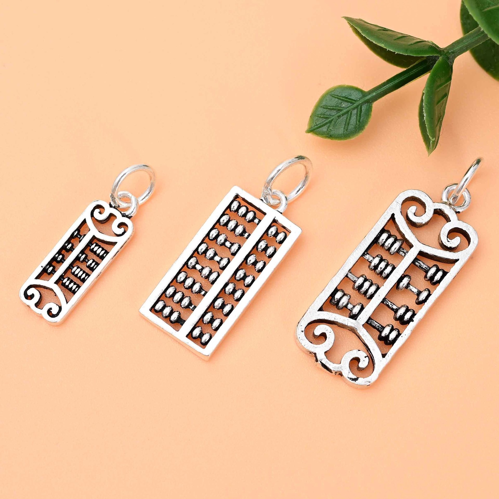 S925纯银镂空祥云如意算盘挂件