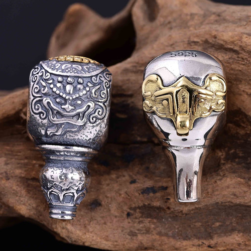 S925纯银吞金兽貔貅一体佛头