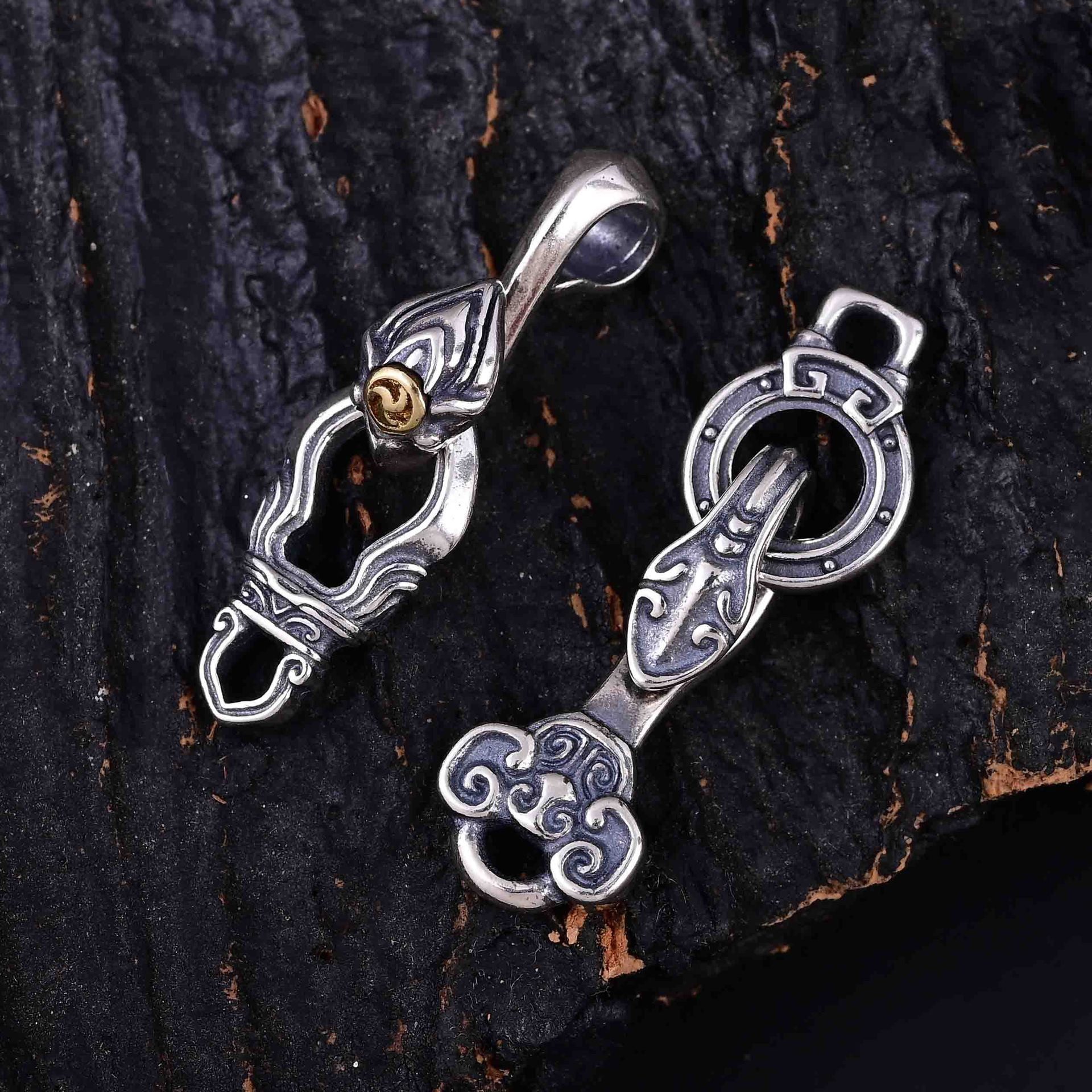 S925纯银如意灵蛇双头OT扣