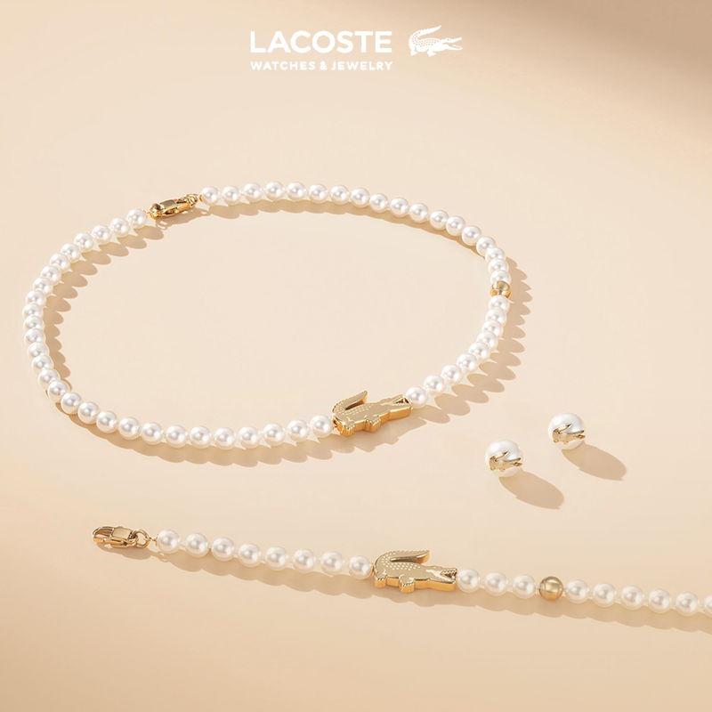 【王一博同款】LACOSTE/法国鳄鱼人造珍珠精钢鳄鱼项链手链耳钉