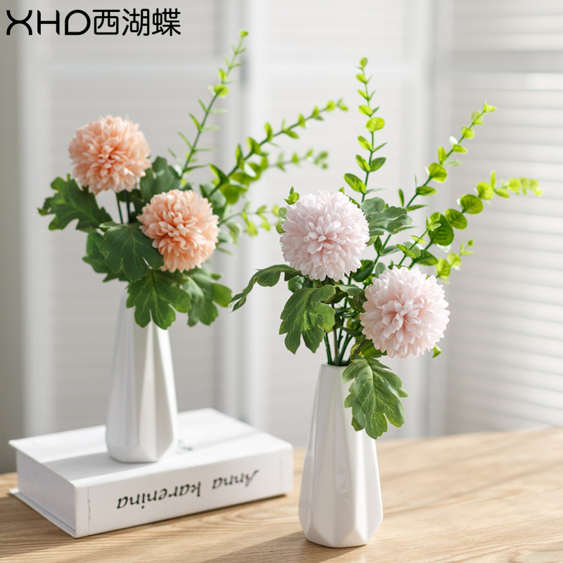 日式仿真花客厅摆件花束假花装饰餐桌花北欧欧式陶瓷小盆栽花艺
