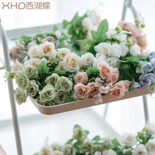 饰插花牡丹花艺花材 ins玫瑰花单支把束干花假花仿真花客厅绢花装
