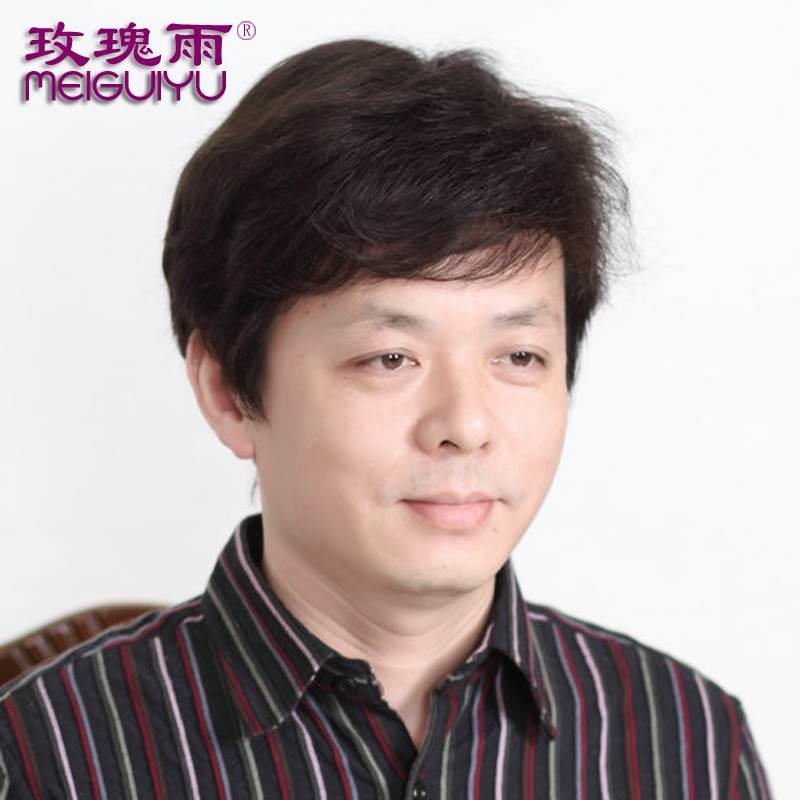 新款l假发男短发士假真发中老年男士真发假发短发男商务假发发丝