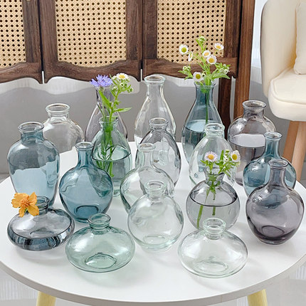 ins风迷你小花瓶摆件客厅插花高级感玻璃水培鲜花装饰品桌面摆设