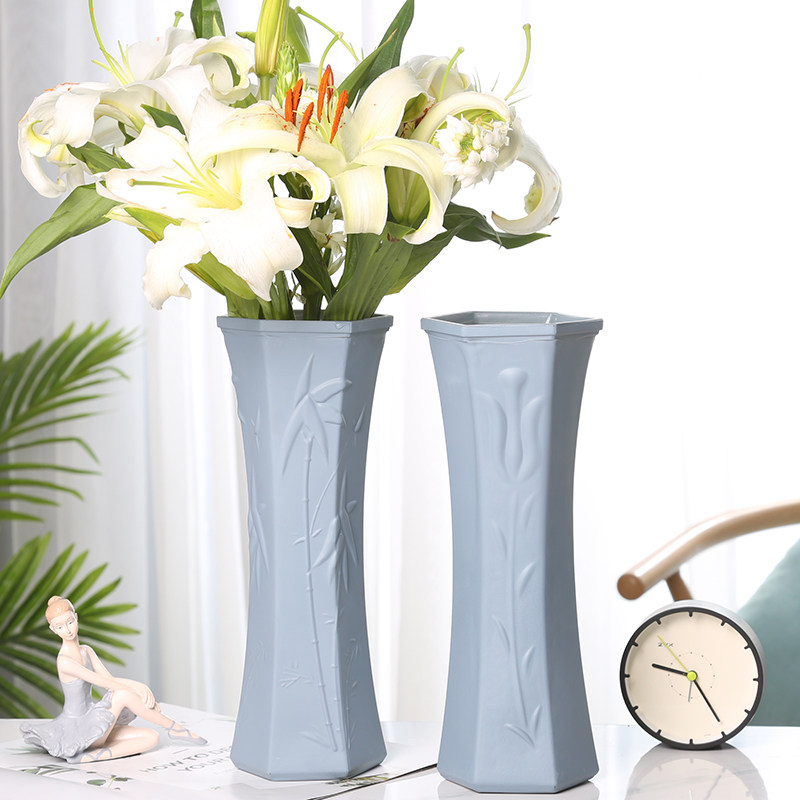 速发大号创摆富贵百玻璃花瓶透明彩色家用水养竹合干花插花瓶客厅