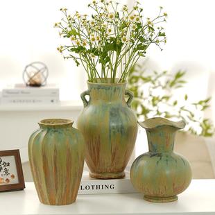 新中式景德镇陶瓷花瓶复古油画风鲜切花水养花器客厅样板间摆件