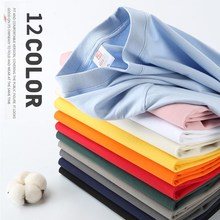 新款抗菌纯棉t恤定 制logo圆领短袖印字班服企业工作服文化广告衫