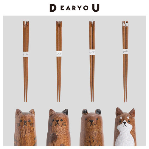 日本进口手工制动物柴犬筷子叉勺