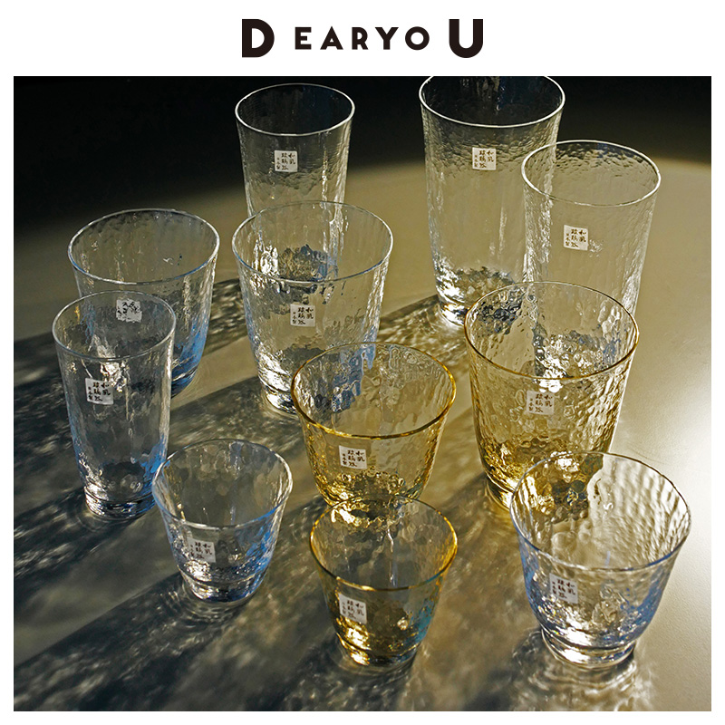 锤目纹琥珀色果汁杯玻璃杯