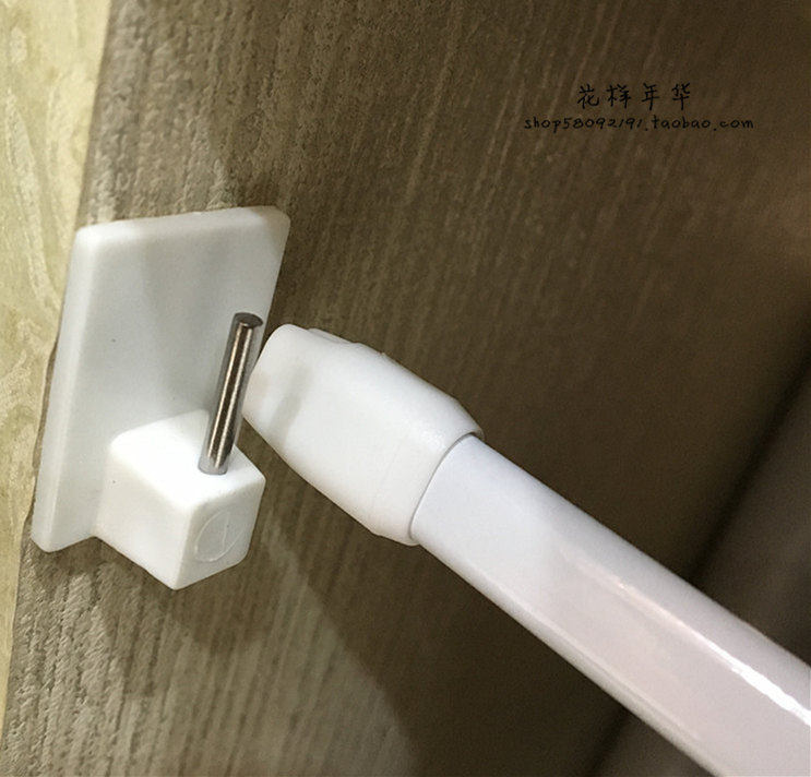 绷纱杆免打孔窗帘半帘伸缩杆咖啡帘杆粘钩式细扁杆内开式窗帘杆