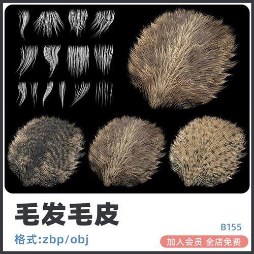 zbrush毛卡头发毛发毛皮imm笔刷obj模型建模alpha纹理贴图3d素材