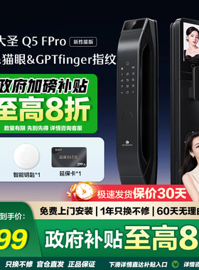 德施曼大圣Q5FPro（新性能版）人脸猫眼大内屏密码锁家用指纹锁