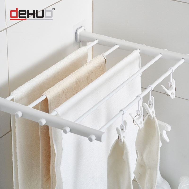 无痕贴窗户晾衣架晾鞋晒鞋免打孔可折叠小型晾衣杆阳台五杆晾晒架