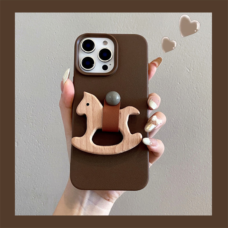 卡通摇摇木马指环扣支架手机壳