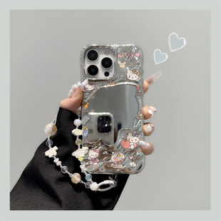 适用于华为pura70pro+手机壳mate60pro+粉色kt猫手链镜面pura80pro网红女款p70高级感mate60奢华新款超火爆款