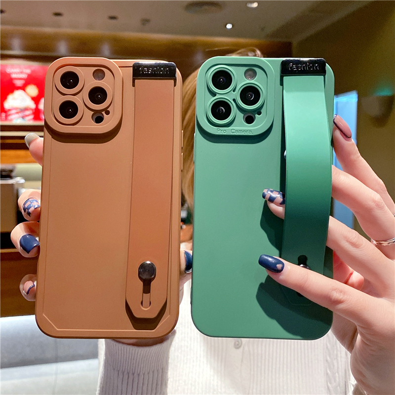 简约纯色手腕带适用iPhone15promax手机壳苹果14新款16pro防摔全包13promax男女12/11硅胶xsmax防摔7/8保护壳