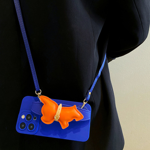 橙色斗牛犬手腕带适用vivox200s手机壳x100pro防摔套x90斜挎x80挂绳y300女s50硅胶s30/s20/s19/s18/s17保护壳