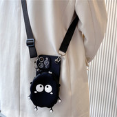 7斜挎100背带90卡通80可爱x60全包x50软壳 200pro保护套荣耀magic8 黑色煤球零钱包适用荣耀500手机壳400 300