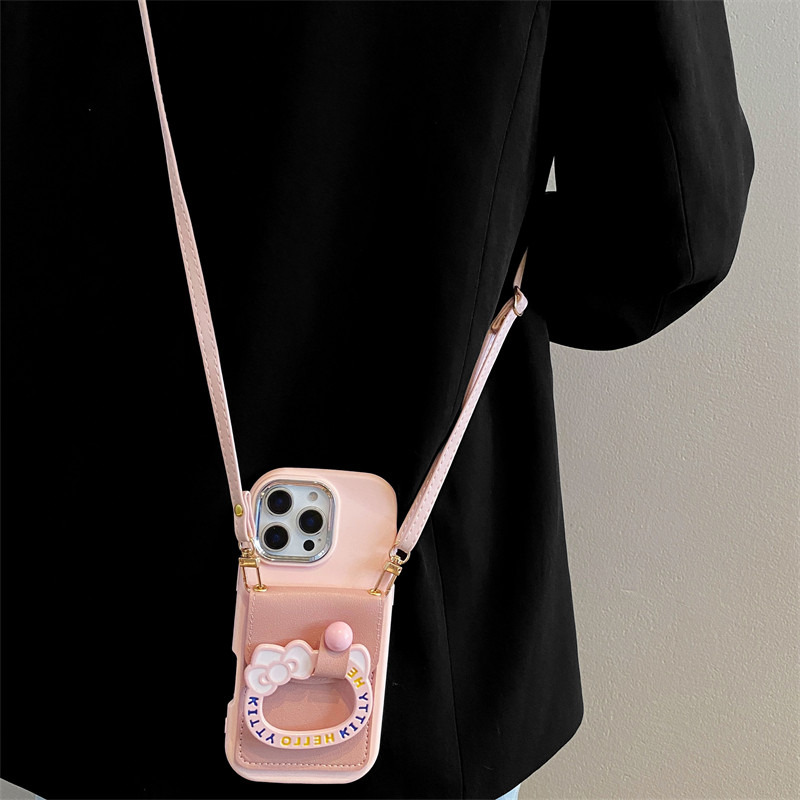 韩系ins凯蒂猫指环扣支架适用opporeno14手机壳reno13/12/11pro斜跨reno10背带findx9/8卡包A5全包A3防摔A2女